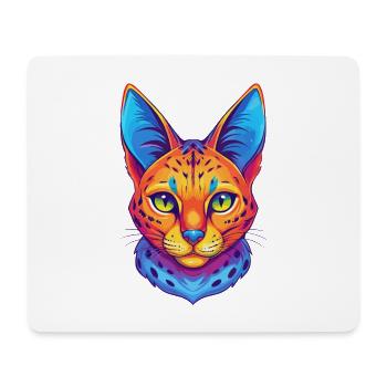 Savannah Katze Rasse Cartoon Kawaii Tier Haustier - Mousepad (Querformat) - Weiß - Vorne