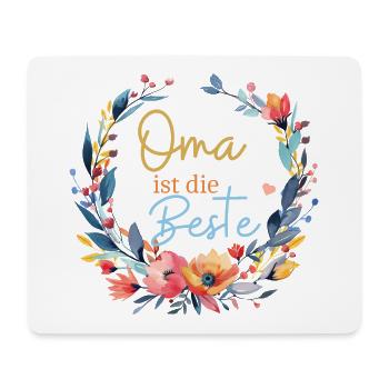 Oma ist die Beste! Wildblumen, personalisierbar - Mousepad (Querformat) - Weiß - Vorne