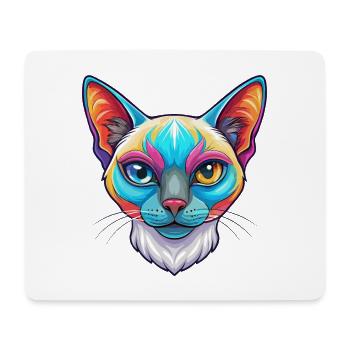 Siamois Shorthair Chat Race Dessin animé Kawaii Animal - Tapis de souris (format paysage) - blanc - Devant