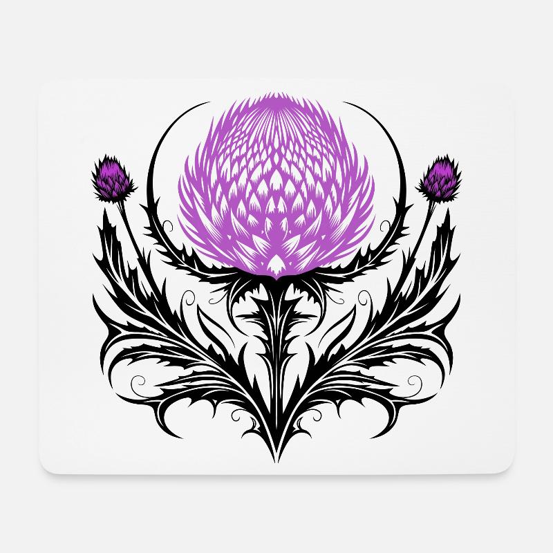 Distel Tattoo Scottish Thistle Botanical Art - Mousepad (Querformat) - Weiß