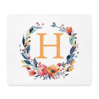 H Monogram, Flower Wreath, Personalizable - Mouse Pad (horizontal) - white - Front