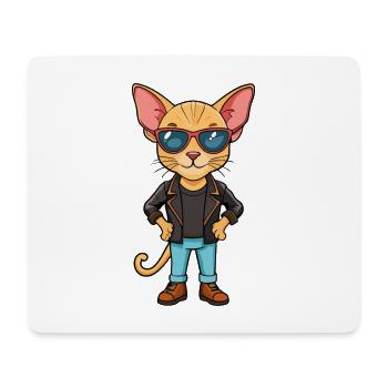 Sphynx Funny Cartoon Kawaii Jacket Sunglasses - Mouse Pad (horizontal) - white - Front