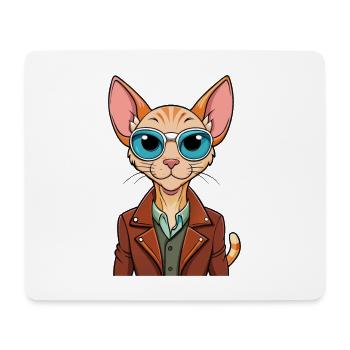 Peterbald Funny Cartoon Kawaii Veste Lunettes de soleil - Tapis de souris (format paysage) - blanc - Devant