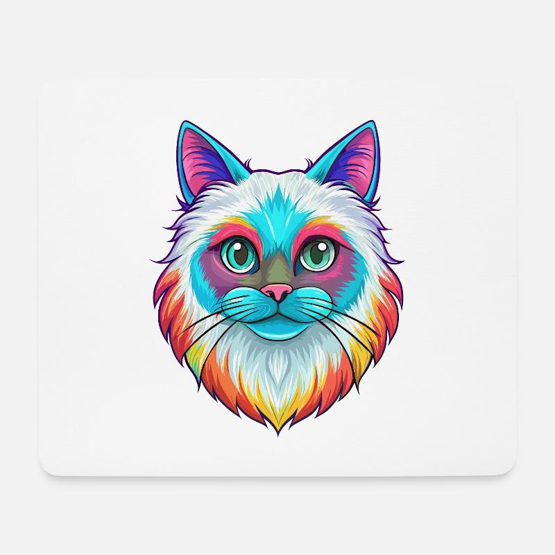 Birma Katze Rasse Karikatur Kawaii Tier Haustier - Mousepad (Querformat) - Weiß