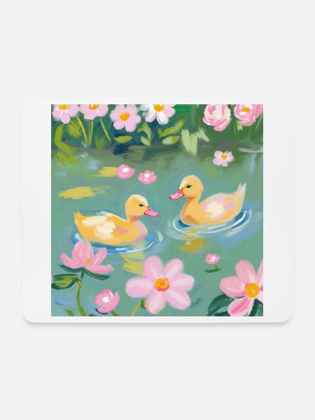 Entchen - Mousepad (Querformat) - Weiß