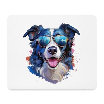 Border Collie with Sunglasses - Mouse Pad (horizontal) - white - Front