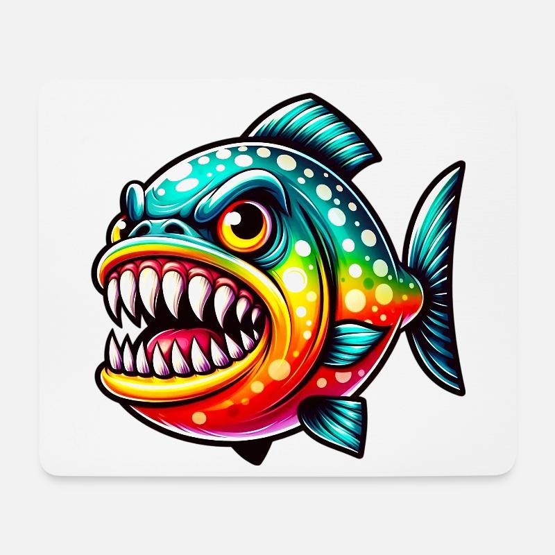 Piranha - Tapis de souris (format paysage) - blanc
