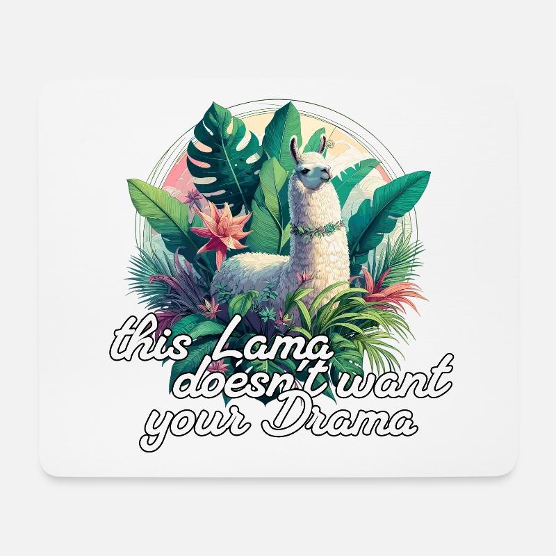 Lama Drama positiv Optimismus Geschenk - Mousepad (Querformat) - Weiß