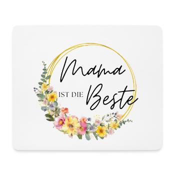 Mama ist die Beste! Blumen, bunt, personalisierbar - Mousepad (Querformat) - Weiß - Vorne