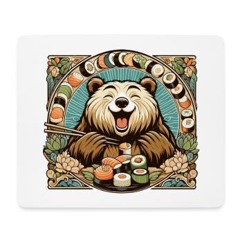 Sushi Bär glücklich süß Maki Geschenk - Mousepad (Querformat) - Weiß - Vorne