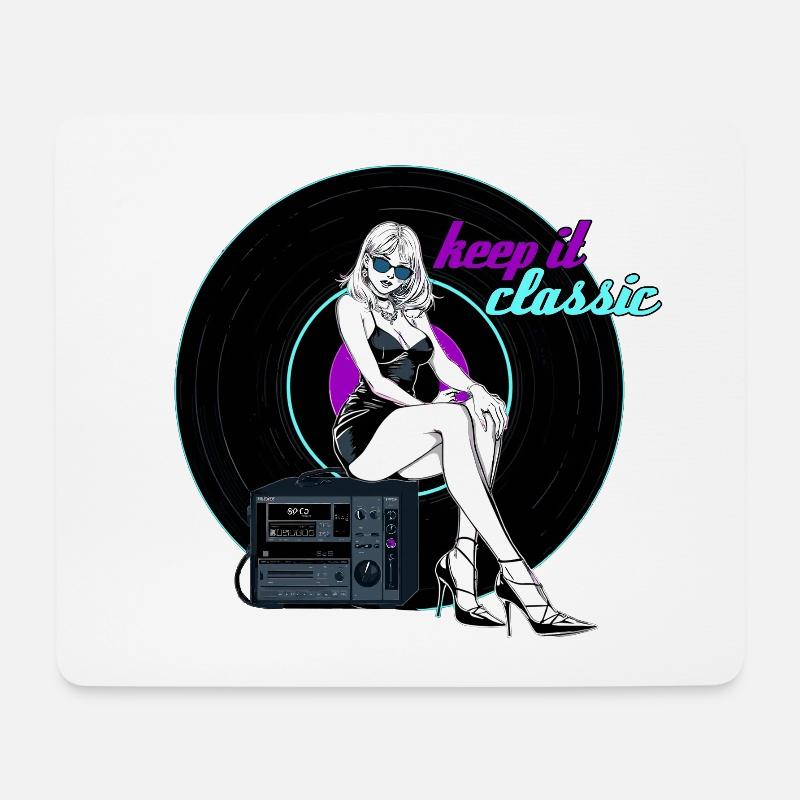 Vinyl Schallplatte Musik Frau Geschenk - Mousepad (Querformat) - Weiß