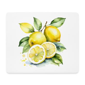 Sour yellow lemons in watercolor style - Mouse Pad (horizontal) - white - Front