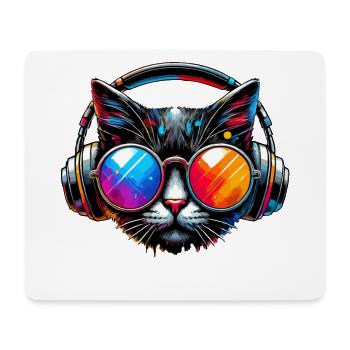 DJ Cat - Chat Disco & Fête - Tapis de souris (format paysage) - blanc - Devant