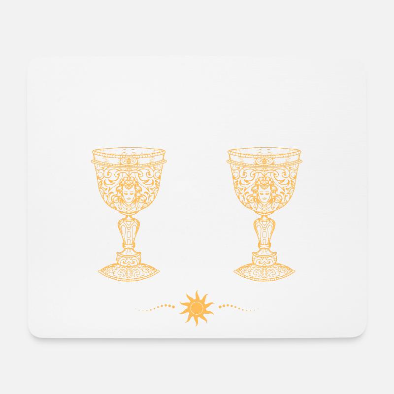 Mystic Chalice Heart Zwillingskatzen - Mousepad (Querformat) - Weiß