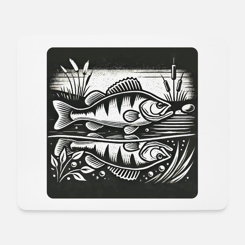 Barsch Raubfisch Design - Mousepad (Querformat) - Weiß