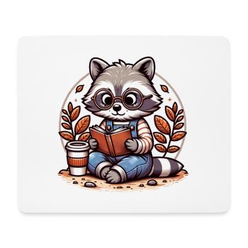 Mignon lecteur raton laveur illustration - Tapis de souris (format paysage) - blanc - Devant