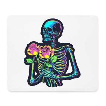 Psychedelic Skeleton with Roses Halloween - Mouse Pad (horizontal) - white - Front