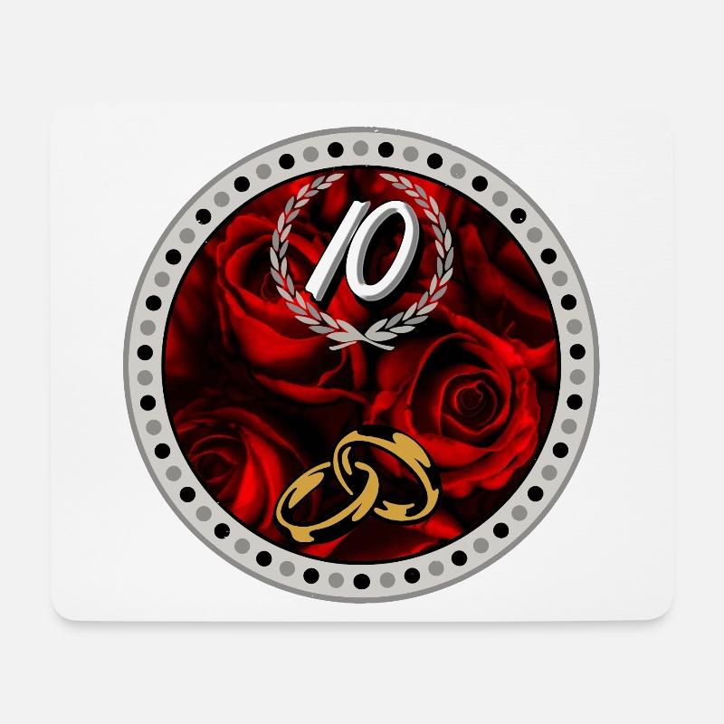 Zehnter Jubiläumsring Rosen - Mousepad (Querformat) - Weiß
