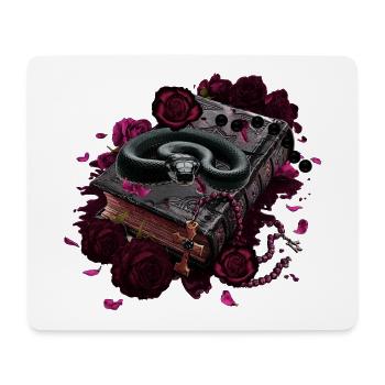 Bücher Design, Schlangen, Rosenblüten - Mousepad (Querformat) - Weiß - Vorne