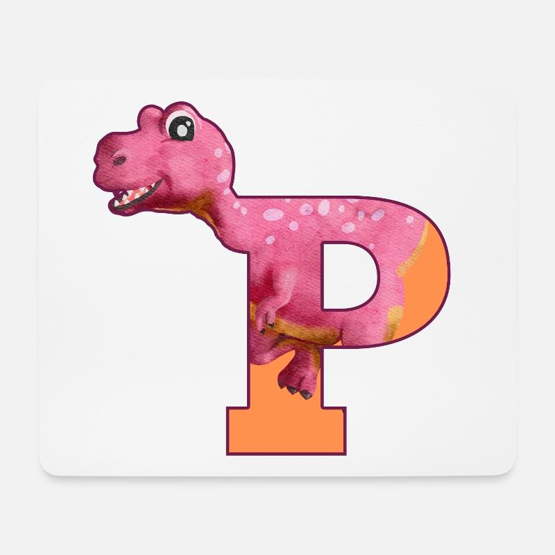 P - DINOSAURIER, Personalisierbar - Mousepad (Querformat) - Weiß
