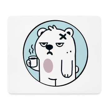 Müder Bär mit Kaffee - Mousepad (Querformat) - Weiß - Vorne