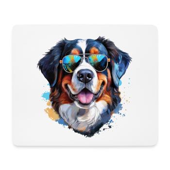 Bernese Mountain Dog with Sunglasses - Mouse Pad (horizontal) - white - Front