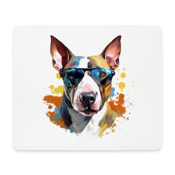 Bull terrier with sunglasses - Mouse Pad (horizontal) - white - Front