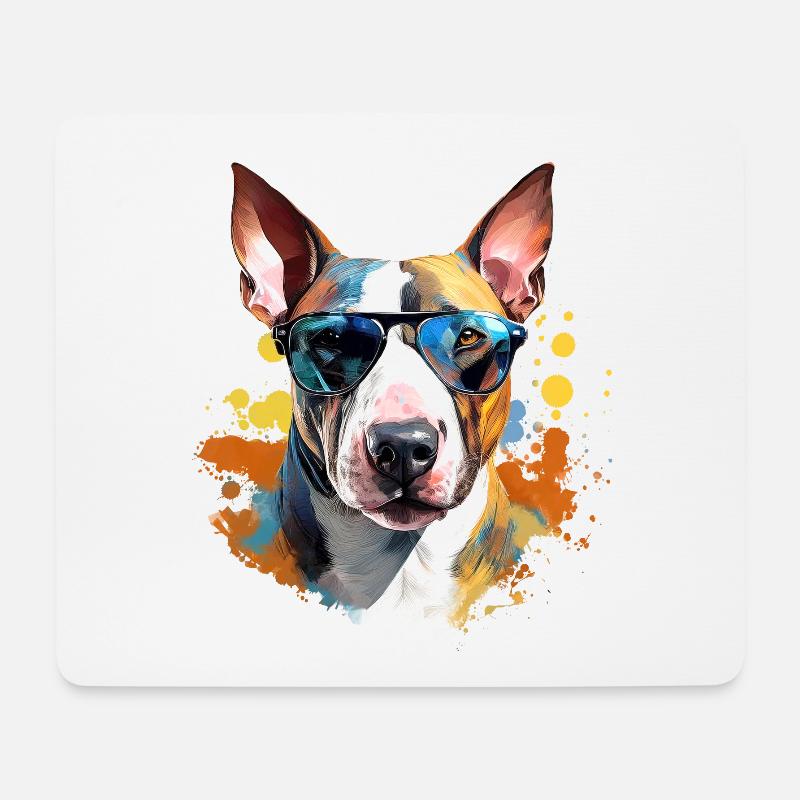 Bull terrier with sunglasses - Mouse Pad (horizontal) - white