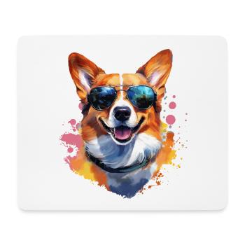 Corgie with sunglasses - Mouse Pad (horizontal) - white - Front