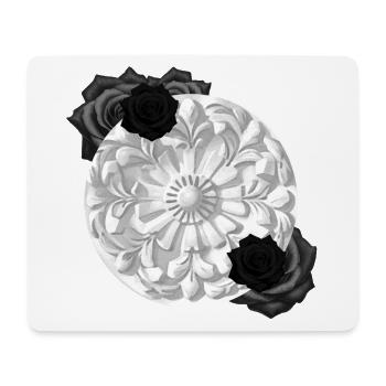 Grabstein Ornament, Rosenblüte, goth - Mousepad (Querformat) - Weiß - Vorne