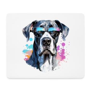 Dogge mit Sonnenbrille - Mousepad (Querformat) - Weiß - Vorne