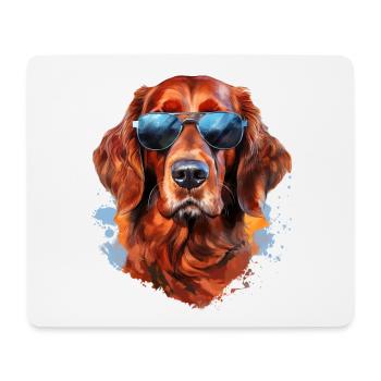 Irish Setter mit Sonnebrille - Mousepad (Querformat) - Weiß - Vorne