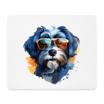 Bolonka Zwetna mit Sonnenbrille - Mousepad (Querformat) - Weiß - Vorne
