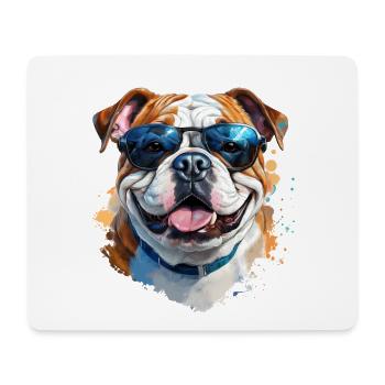 Bulldog with sunglasses - Mouse Pad (horizontal) - white - Front
