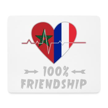Marokko und Frankreich 100% Freundschaft - Mousepad (Querformat) - Weiß - Vorne
