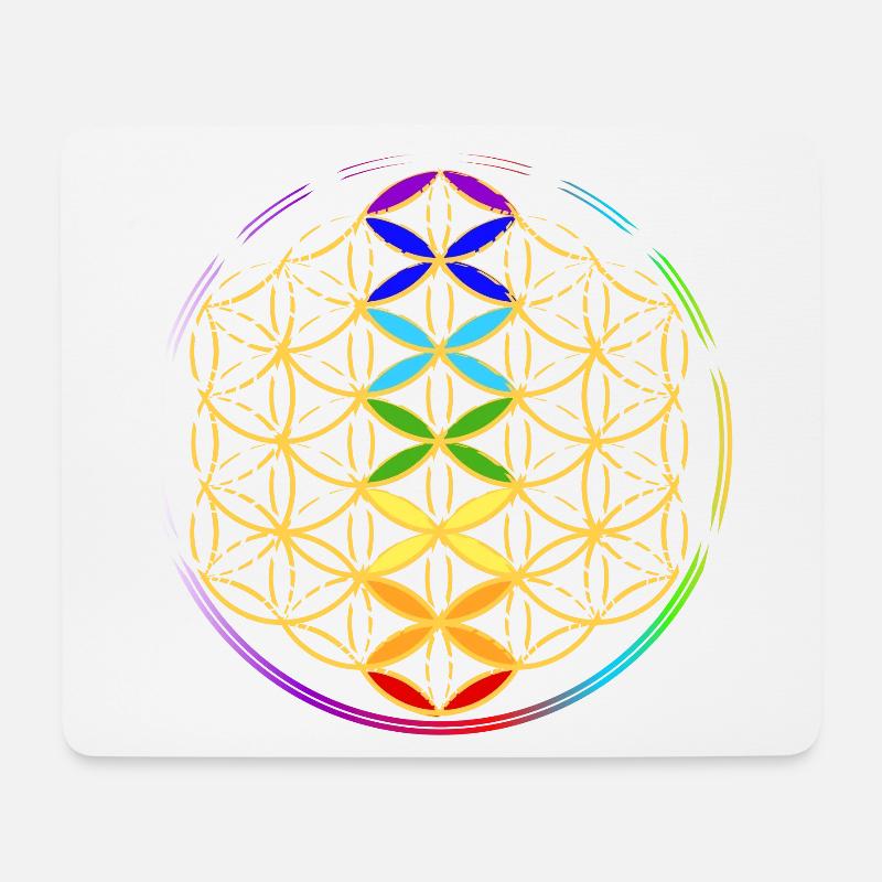 Lebensblume mit den Chakren - Mousepad (Querformat) - Weiß