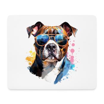 Staffordshire avec lunettes de soleil - Tapis de souris (format paysage) - blanc - Devant