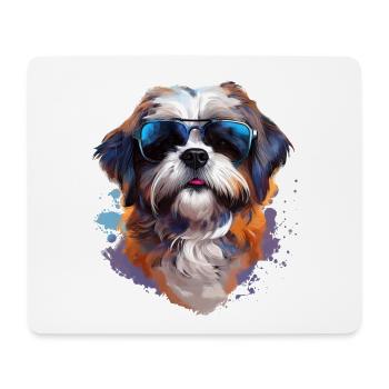 Shi Tsu avec lunettes de soleil - Tapis de souris (format paysage) - blanc - Devant