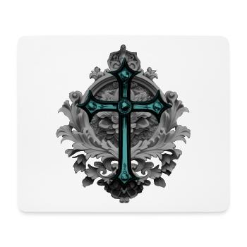 Grabstein-Ornament, Kreuze, gothic design - Mousepad (Querformat) - Weiß - Vorne