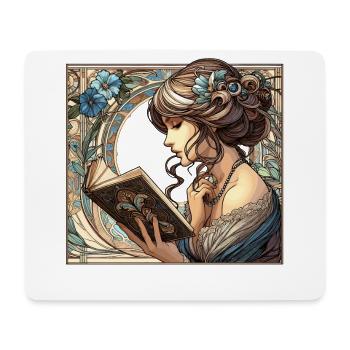 Frau Lesen Schmökern Buch Bücher Geschenk - Mousepad (Querformat) - Weiß - Vorne