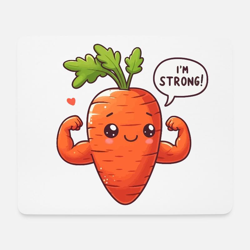 Kawaii-Karottenmuskel - Mousepad (Querformat) - Weiß