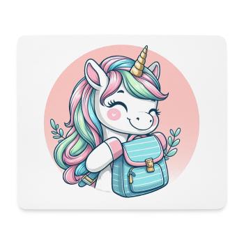 Einhorn Pastell Unicorn mit Schulranzen - Mousepad (Querformat) - Weiß - Vorne
