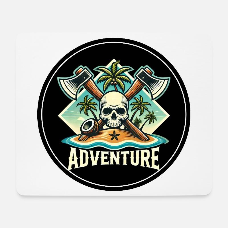 Abenteuer Skull Insel Patch - Mousepad (Querformat) - Weiß