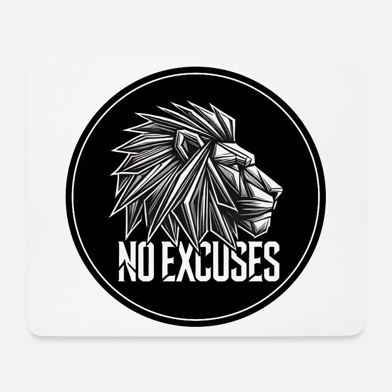 Geometrischer Löwe No Excuses - Mousepad (Querformat) - Weiß