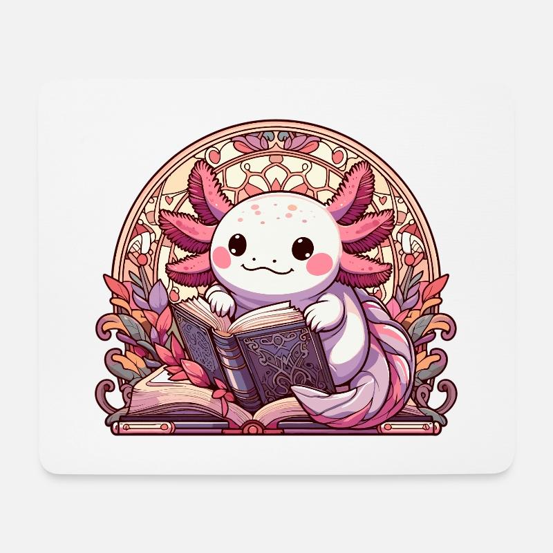 Axolotl Buch Bücher Lesen Geschenk - Mousepad (Querformat) - Weiß