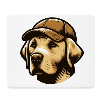 Labrador avec casquette - Tapis de souris (format paysage) - blanc - Devant