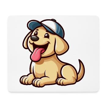 Glücklicher kleiner Hund mit Mütze - Labrador - Mousepad (Querformat) - Weiß - Vorne