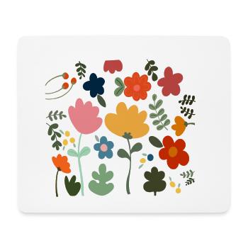 Flower Power Blumen Design - Floral Hippie Style - Mousepad (Querformat) - Weiß - Vorne