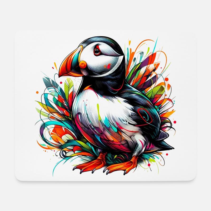 Papageitaucher - Mousepad (Querformat) - Weiß