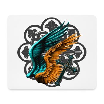 Flügel aus Feuer, Himmel und Kreuz - Mousepad (Querformat) - Weiß - Vorne